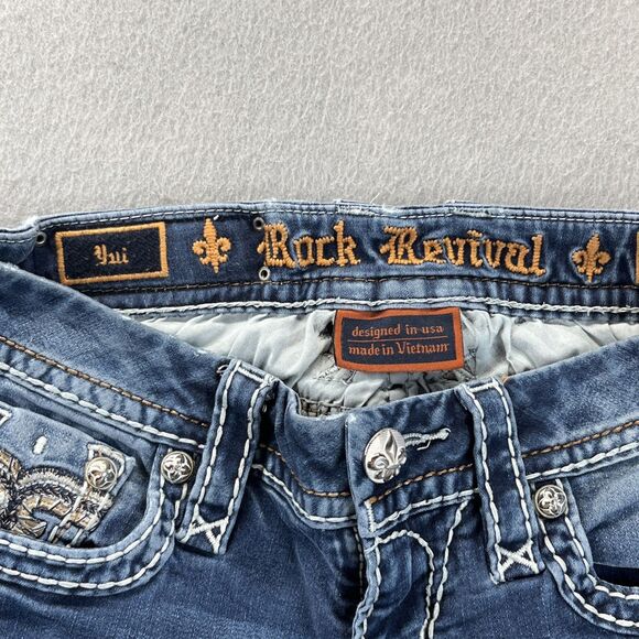 ROCK REVIVAL Yui Womens Skinny Jeans Tag Size 26 Low Rise Dark Wash - Picture 14 of 16